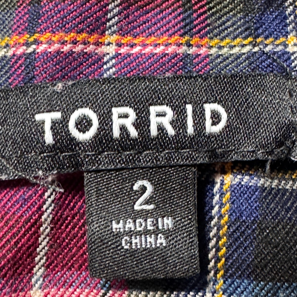 Torrid Plaid Mini Skirt Women 2 Red Excellent Pleated Academic Tartan Zip Back - Picture 3 of 6
